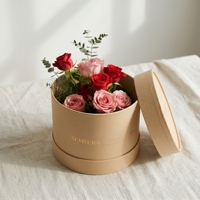 Boîte à fleurs ronde en papier personnalisée, boîte cadeau cylindrique en kraft de luxe