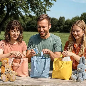 Bolsa <span class=keywords><strong>de</strong></span> Lona Personalizada con Logotipo, Simple, Multicolor, Lisa, Mini, en Blanco, para DIY, Ecológica, con Asa <span class=keywords><strong>de</strong></span> Letra, Correa para el Hombro, Pequeña, Mediana, para Compras - Product Image 3