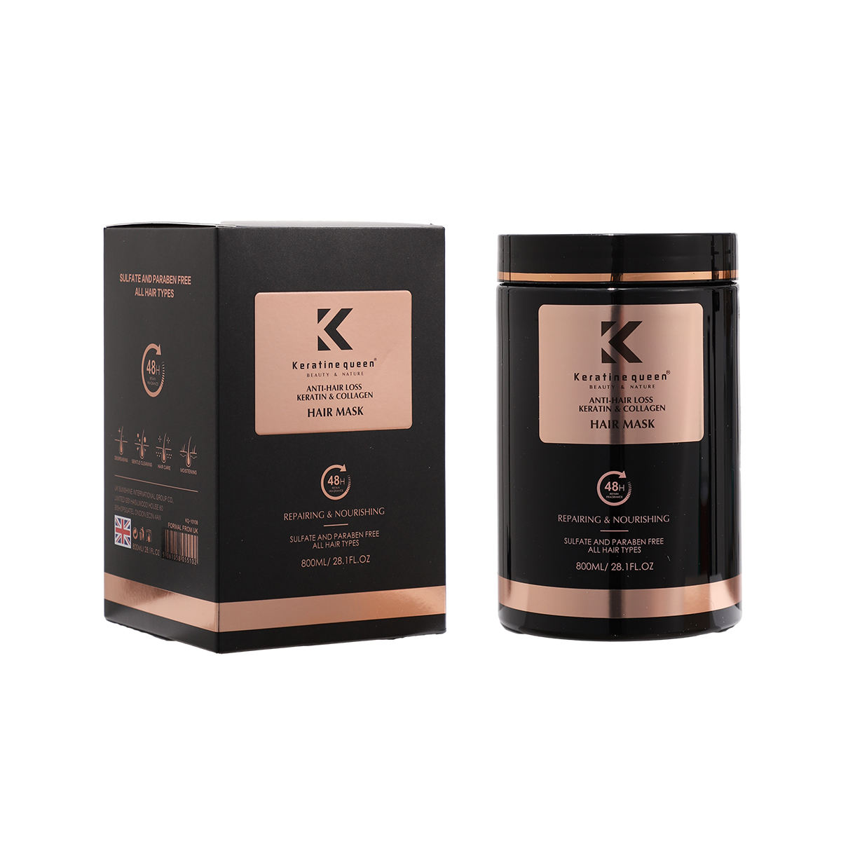 800ml anti perte kératine masque capillaire