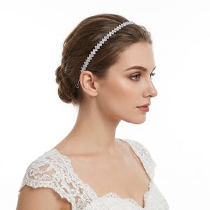 Serre-tête de mariée géométrique carré en zircon cubique, bandeau de cheveux de <span class=keywords><strong>mariage</strong></span> scintillant en forme de losange CZ, accessoires de coiffure de mariée - Product Image 1