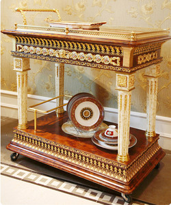 Juegos de <span class=keywords><strong>comedor</strong></span> de estilo <span class=keywords><strong>barroco</strong></span> francés de lujo, mesa de <span class=keywords><strong>comedor</strong></span> rectangular marrón antigua con porcelana y mesa decorativa de latón - Product Image 4