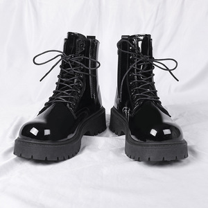 Bottes de travail moto noires brillantes été 2026, montantes, respirantes, en cuir souple, imperméables, décontractées - Product Image 2