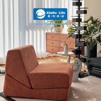 Fauteuil convertible modulaire en laine d'agneau compressée, une place, avec dossier réglable