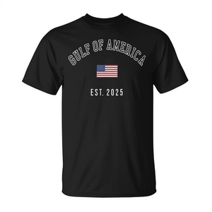 T-shirt da donna con bandiera degli Stati Uniti del Golfo d'America Est 2025, nera - Product Image 2
