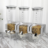 Wandmontage drievakken plastic ronde havermout- en graanopbergbus, luchtdichte snackorganizer voor gedroogd fruit