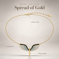 Collier Aile d'Ange Bestseller Transfrontalier pour Femme, Accessoire Sportif Créatif Style Aile, Zircon Micro-Pavé, Ornement Bambou