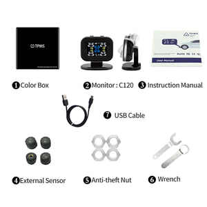 High Quality Car <b>TPMS</b> Tire Safety Monitoring System With USB Port Cigarette LCD Display <b>TPMS</b> External Sensor - Product Image 6