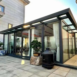 Veranda de Vidrio para Exteriores Aprobada para <span class=keywords><strong>4</strong></span> Estaciones, Invernadero de Acero para Jardín, Casas de Vidrio para Aplicaciones en Hoteles y Escuelas - Product Image 6