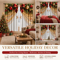 Rideau de Noël en polyester occultant à impression numérique pour salon et décoration intérieure
