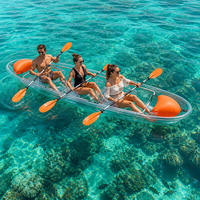 Kayak transparent en PC pour 3 personnes, fond transparent, canoë pour la photographie en mer et en lac