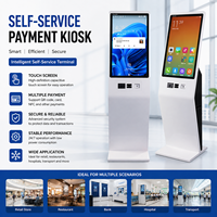 Kiosque de paiement en libre-service avec écran tactile, terminal de point de vente, lecture de codes QR, cartes et NFC, sur pied, animation couleur intégrale, pour ascenseurs et commerce de détail