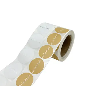 China Supplier Custom round adhesive waterproof synthetic paper bottle label, roll logo label sticker printing