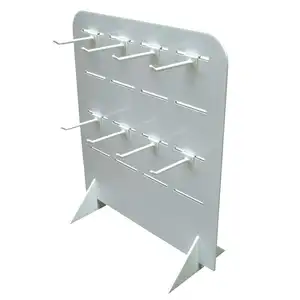 Custom Acrylic white Slatwall Counter Display Rotating Slatwall Counter Tower with hooks