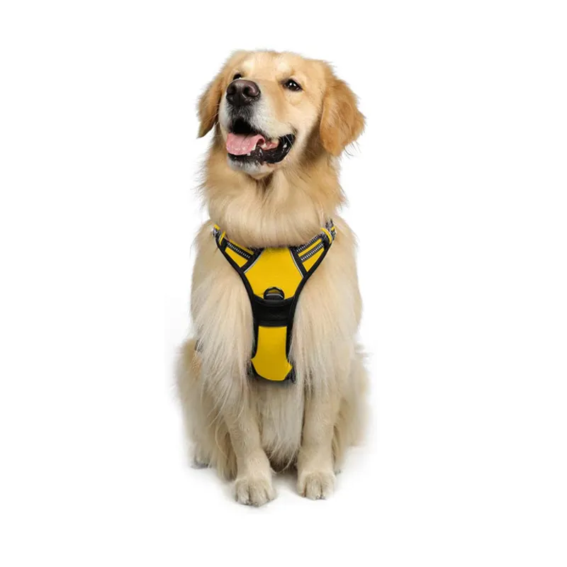Fondopet Yellow strong eco friendly dog harness No Pull adjustable dog harness