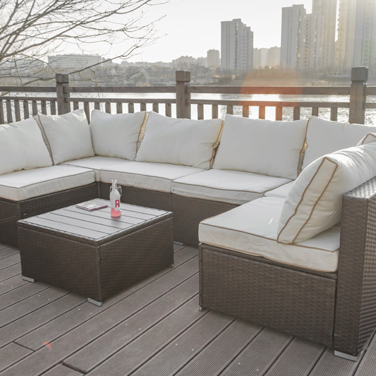 Наборы диванов из ротанга с подушкой для наружного двора и патио, Набор кубиков, садовый диван