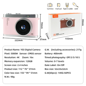 กล้องดิจิตอลสำหรับเด็ก 48MP กล้องถ่ายภาพและวิดีโอแบบพกพาขนาดเล็ก โฟกัสอัตโนมัติ ป้องกันการสั่นไหว สำหรับเด็ก เป็นของขวัญ - Product Image 2