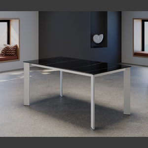 Offre spéciale Table à manger rectangulaire extensible italienne pieds en céramique mate en verre trempé de haute qualité pour meubles de maison - Product Image 3