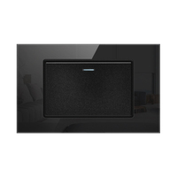 FIKO American Standard Interrupteurs et prises murales Type 118 Panneau en verre trempé noir 15A/20A/45A Interrupteurs électriques légers pour la maison