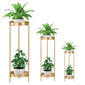 Étagère <span class=keywords><strong>pour</strong></span> plusieurs plantes 2 niveaux affichage plante Table jardin cadeaux <span class=keywords><strong>pour</strong></span> salon or métal Pots <span class=keywords><strong>de</strong></span> fleurs support <span class=keywords><strong>de</strong></span> plante - Product Image 1