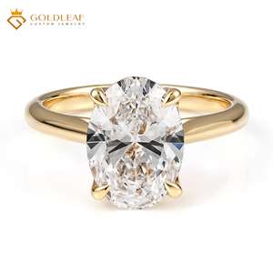 Bague de fiançailles ovale de 4 carats en or 10k, 14k, 18k, sertie d'un diamant de laboratoire Goldleafgem, rapport IGI, qualité VVS/DEF/CVD - Product Image 1