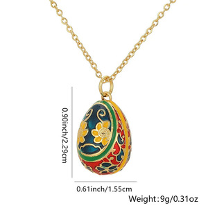 Día de Pascua religioso ruso Fabergé huevo Rosa colorido esmalte CZ colgante <span class=keywords><strong>collar</strong></span> mujeres joyería regalos - Product Image 6