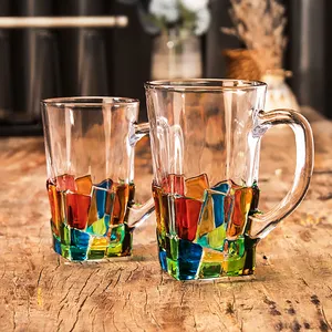 Đồ Uống Tiệc Cocktail Quán Bar Trực Tiếp Từ Nhà Máy Đồ Thủy Tinh Hiện Đại Cốc Cốc Rượu Cốc Cốc Bia Pha Lê Màu Tương Phản Có Tay Cầm