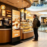 Affichage numérique sur pied LCD HRAY de 55 pouces avec un rapport d'aspect 16:9, adapté à diverses présentations en magasin, prend en charge OEM ODM
