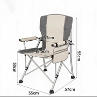 Chaise pliante d'extérieur moderne en acier carbone robuste et tissu Oxford, avec accoudoirs et dossier confortables, idéale pour les pique-niques