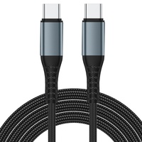 MOQ Rendah Kualitas Bagus 48 Kepang Nilon 1-2m [In-Mold Injection] Kabel Data PD 60W C ke C Tipe-C 5A 100W Pengisian Cepat Single Head