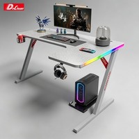 Bureau de jeu en forme de L extensible, table d'angle réversible avec station de travail gaming RGB pour les distributeurs