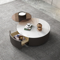 Runder Italienischer Couchtisch im Design des Leichten Luxus, High-End für Kleine Apartments, Wohnzimmer mit Stauraum