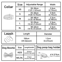 Collier de luxe en velours pour animaux de compagnie, lot de 4 pièces, avec nœud papillon, laisse en corde, distributeur de sacs à déjections, gravure de logo personnalisée - Vente en gros usine