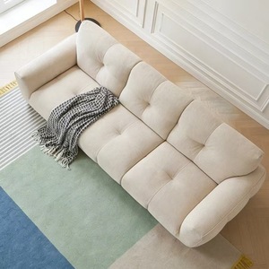 Modern <b>Fabric</b> Three Seat <b>Sofa</b> With Tufted Back And Padded Arms For Living Room - Product Image 3