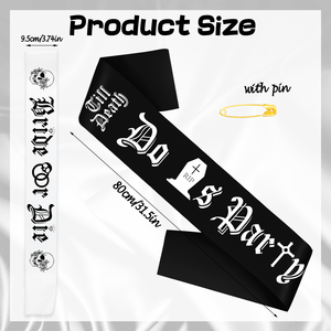 Set di 7 Decorazioni per Addio al Nubilato 'Bride or Die', Fascia Bianca 'Bride or Die' <span class=keywords><strong>e</strong></span> Nere 'Till Death Do Us Part' per Festa della Sposa - Product Image 3