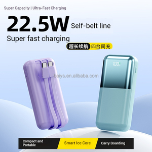 Logo personnalisé Charge <span class=keywords><strong>rapide</strong></span> Portable PD 22.5W Power Bank 10000mAh Charge <span class=keywords><strong>rapide</strong></span> bidirectionnelle Construit en 2 câbles de charge <span class=keywords><strong>rapide</strong></span> - Product Image 2