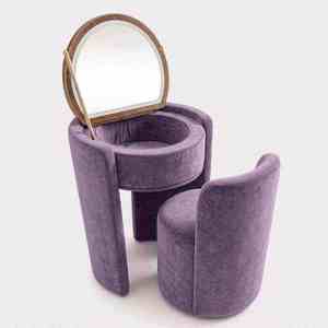 Upholstered Fabric <strong>Pine</strong> Wood Home Furniture <strong>Dressing</strong> <strong>Table</strong> with LED Flip Mirror, Makeup Vanity Set for Residential Household - Product Image 2