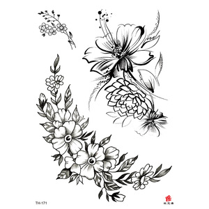 Disegno del tatuaggio del tatuaggio del corpo di arte nera del tatuaggio adesivo del tatuaggio personalizzato rosa - Product Image 2