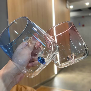 Vaso de Vidrio Transparente de 400 ml, de Borosilicato Alto, con Base y Asa Tridimensionales en Forma de Corazón, Color Degradado - Product Image 3