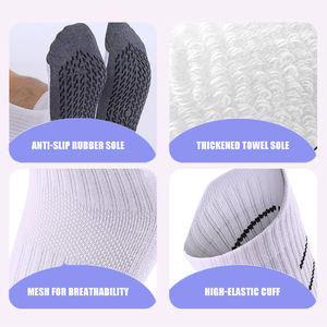Adult Men Sports <b>Socks</b> Polyester Cotton – Thickened Towel Bottom Sweat-Absorbent Mid Tube Dotted Non-Slip Grip Football <b>Socks</b> - Product Image 4