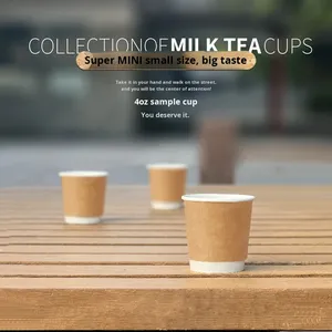 4oz Double Wall Kraft <strong>Paper</strong> Tasting <strong>Cups</strong> Disposable Mini <strong>Sampling</strong> <strong>Cups</strong> for Coffee Milk Tea Commercial Wholesale - Product Image 2