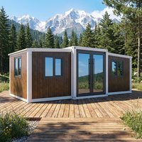 Maison conteneur moderne préfabriquée, étanche, pliable et extensible, avec énergie solaire, pour usage résidentiel (salon et chambre)