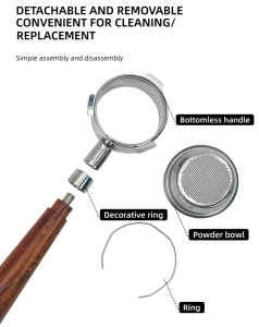 Panier filtrant à main en acier inoxydable de qualité alimentaire 51/54/58 mm pour machine à café, <span class=keywords><strong>cafetière</strong></span> expresso, bols à poudre de café et poignée à café - Product Image 3