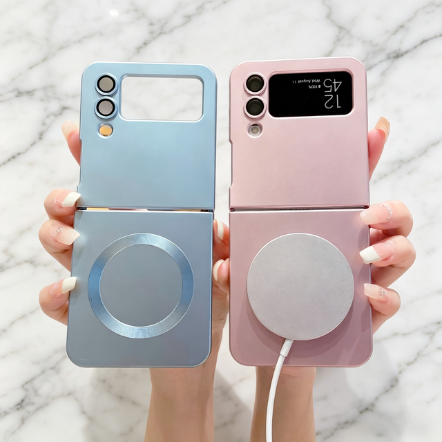 Soft TPU PC Luxury Folding Magnetic Phone Case for Z Flip 7/6/5 Full Anti-Shock Wireless Charging Protection