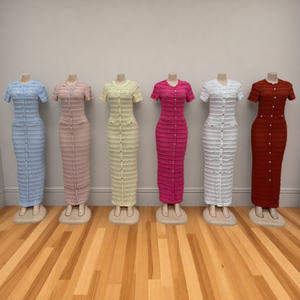 Ingrosso nuove donne Casual girocollo elegante <span class=keywords><strong>abito</strong></span> a maniche corte lavorato a <span class=keywords><strong>maglia</strong></span> di lusso - Product Image 3