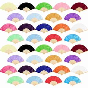 Éventail pliant personnalisable de 7 pouces, portable, blanc, motif art populaire, en bambou, technique de sculpture, cadeaux d'affaires - Product Image 1
