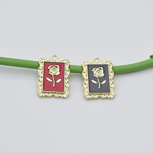 Alloy Rose Ornament Pendant Baroque Style DIY Earring Making <b>Materials</b> <b>Red</b> And Black Color Options - Product Image 1