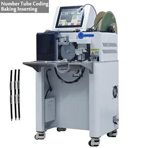 Two wires cable threading number tube Tubing cutting coding inserting baking Machine number sleeve insertion machine