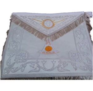 Wholesale International Masonic Regalia Apron Hand Embroidered White Oes Masonic Apron - Product Image 5