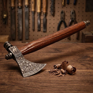 Hacha táctica de acero de Damasco, hecha a mano, industrial, de supervivencia, estilo vikingo, venta directa, hacha personalizada para acampar al aire libre - Product Image 2