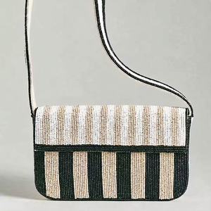 Bolso de Hombro Staud de Lujo, Moderno, Duradero y Ligero, con Rayas y Cuentas, Bordado con Cuentas, Diseño Único Hecho a Mano para la Noche - Product Image 1
